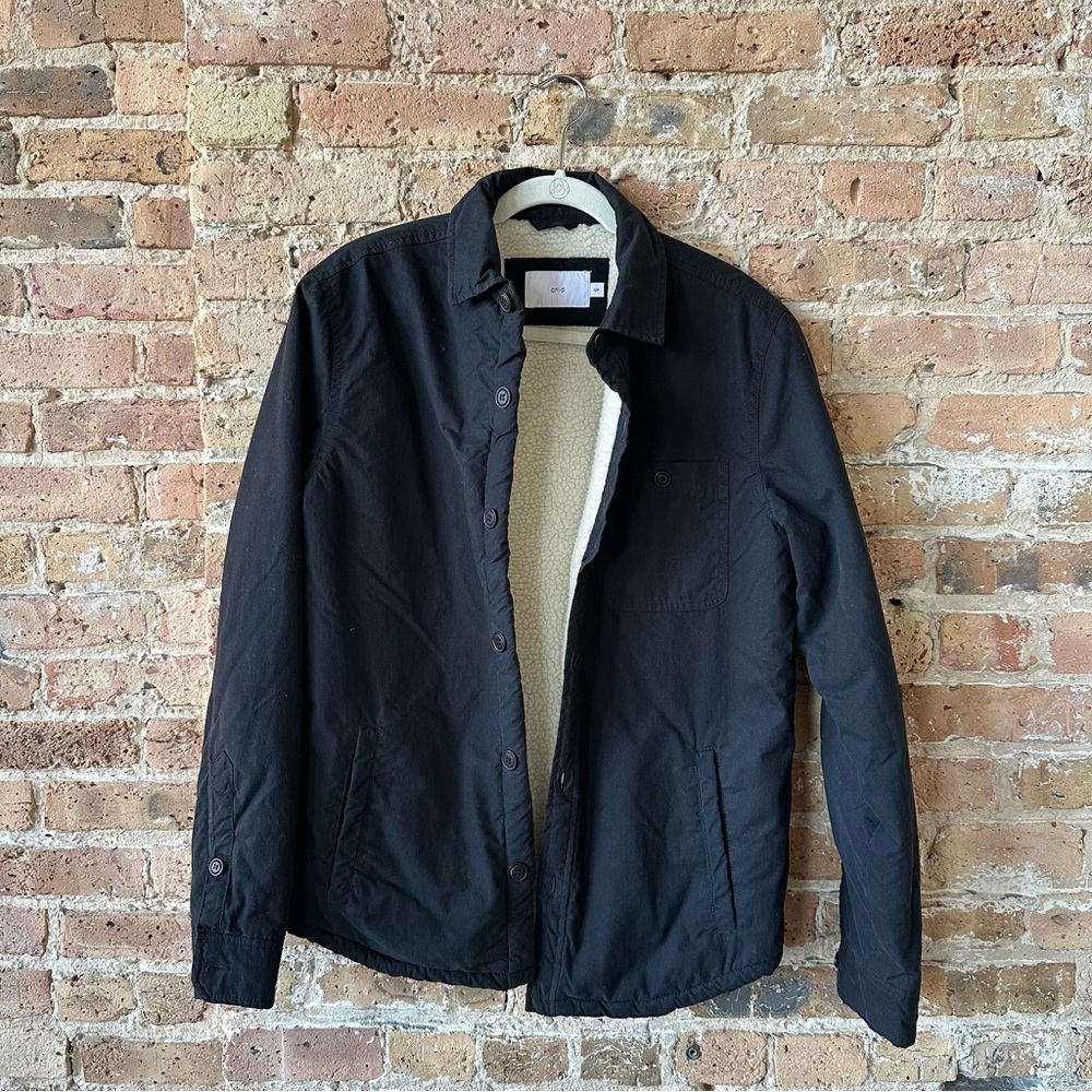 Onia Shearling Lined Cotton Shacket Black - Small